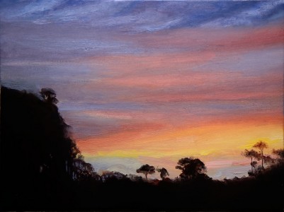 Landscape Painting : LS_SivanandaNyayapathi_SanguineSunrise_12x16in