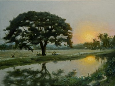 Landscape Painting : LS_SivanandaNyayapathi_TheMajesticTree_12x16in