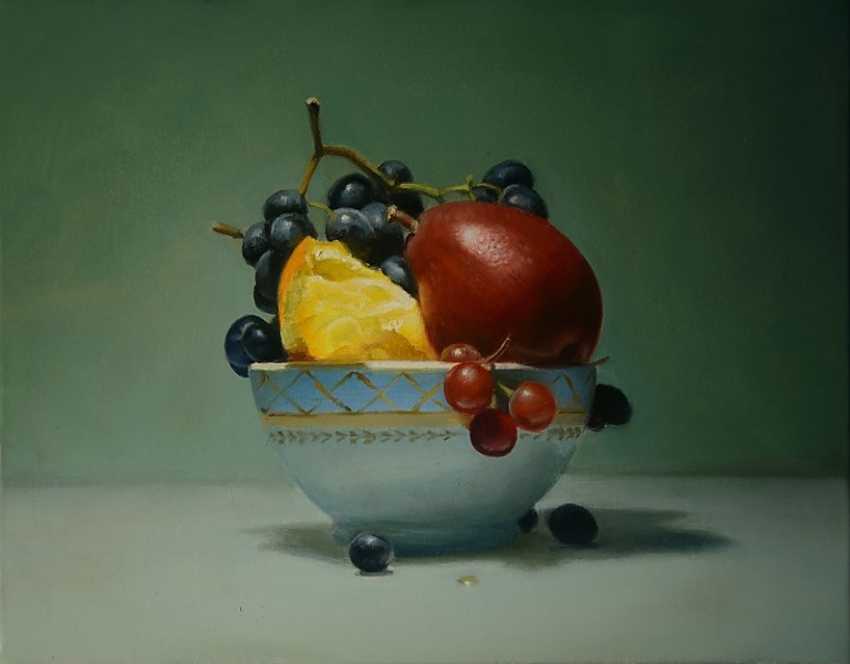 Still Life Painting : SL074_SivanandaNyayapathi_FruitBowl_12x16in