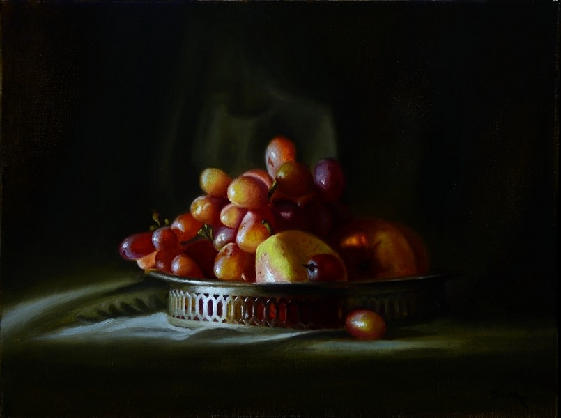 Still Life Painting : SL076_SivanandaNyayapathi_FruitOffering_12x16in